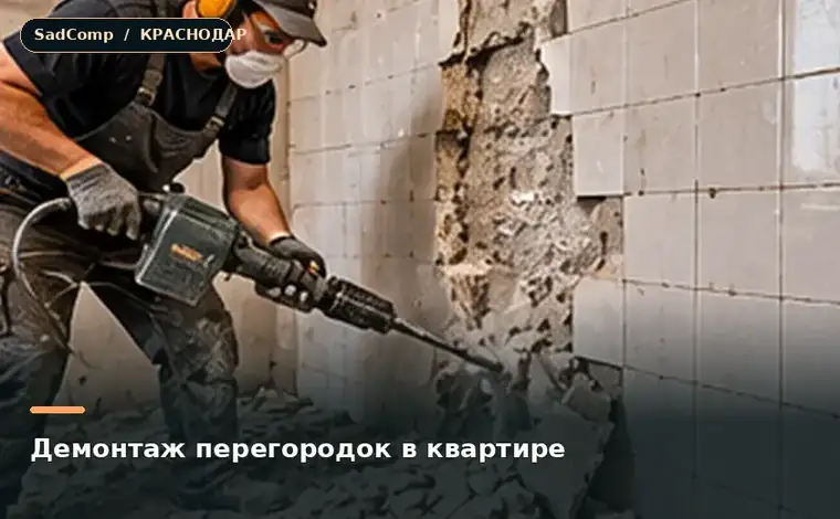 Тематическая визуализация ремонтной работы: Демонтаж перегородок в квартире в Краснодаре