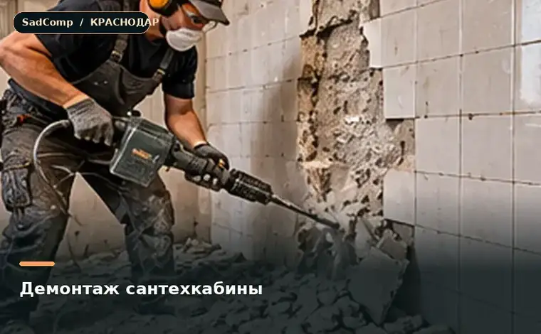 Тематическая визуализация ремонтной работы: Демонтаж сантехкабины в Краснодаре