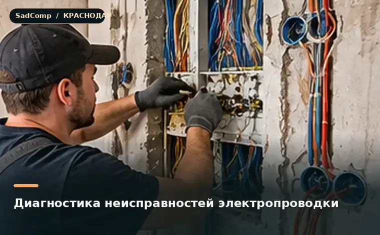 Тематическая визуализация ремонтной работы: Диагностика неисправностей электропроводки в Краснодаре