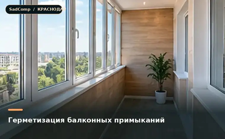 Тематическая визуализация ремонтной работы: Герметизация балконных примыканий в Краснодаре