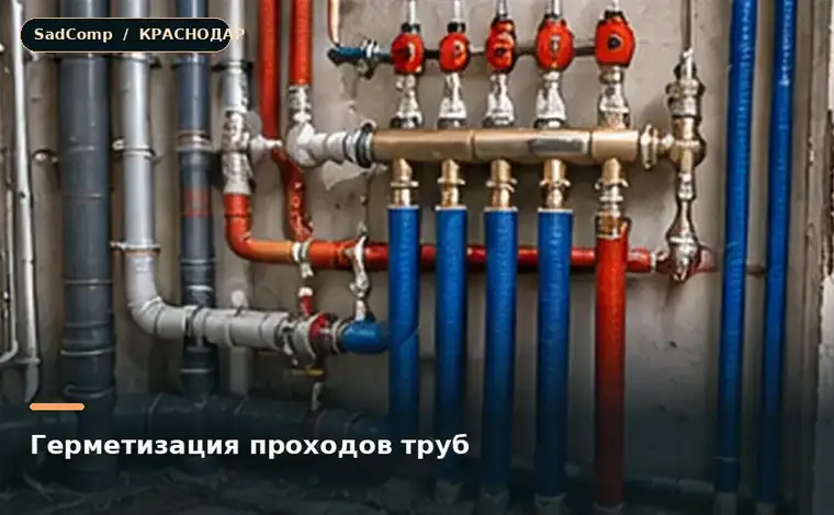 Тематическая визуализация ремонтной работы: Герметизация проходов труб в Краснодаре