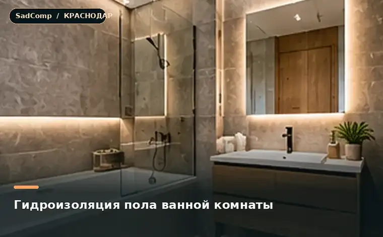 Тематическая визуализация ремонтной работы: Гидроизоляция пола ванной комнаты в Краснодаре
