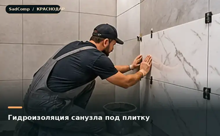 Тематическая визуализация ремонтной работы: Гидроизоляция санузла под плитку в Краснодаре
