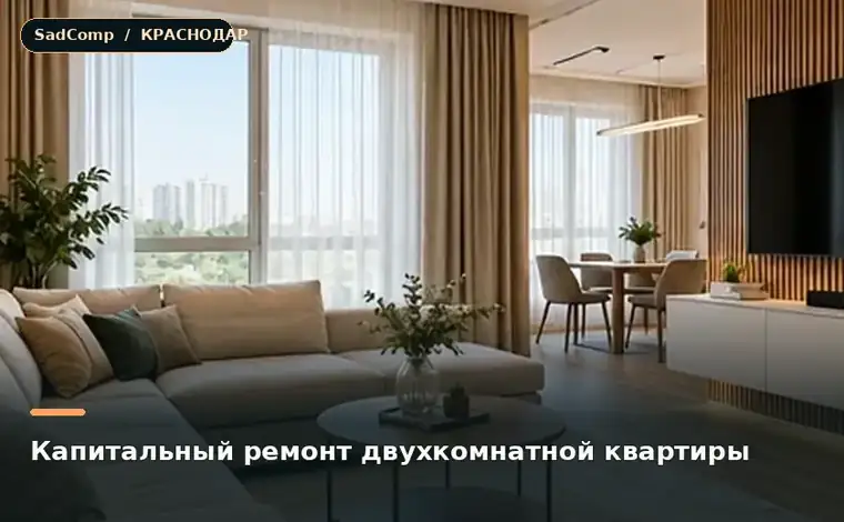 Тематическая визуализация ремонтной работы: Капитальный ремонт двухкомнатной квартиры в Краснодаре