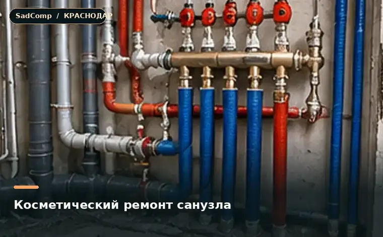 Тематическая визуализация ремонтной работы: Косметический ремонт санузла в Краснодаре