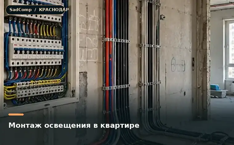 Тематическая визуализация ремонтной работы: Монтаж освещения в квартире в Краснодаре