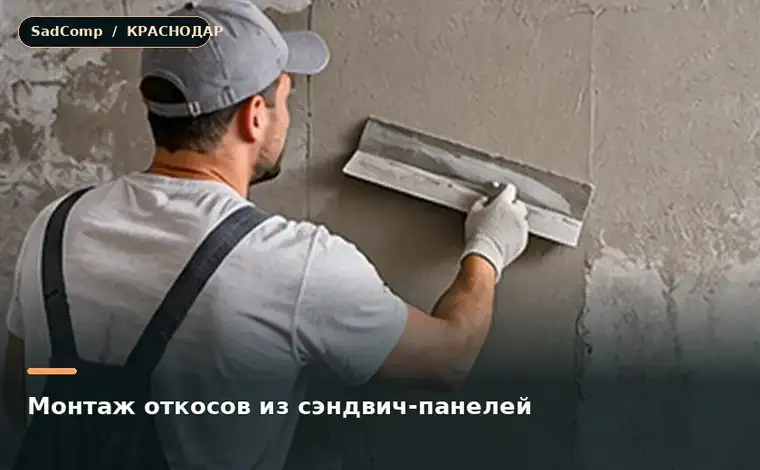 Тематическая визуализация ремонтной работы: Монтаж откосов из сэндвич-панелей в Краснодаре