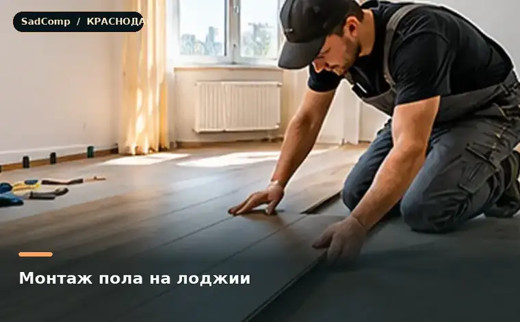 Тематическая визуализация ремонтной работы: Монтаж пола на лоджии в Краснодаре