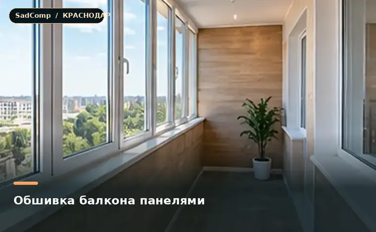 Тематическая визуализация ремонтной работы: Обшивка балкона панелями в Краснодаре
