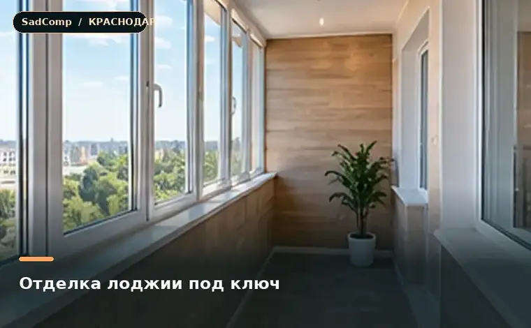 Тематическая визуализация ремонтной работы: Отделка лоджии под ключ в Краснодаре