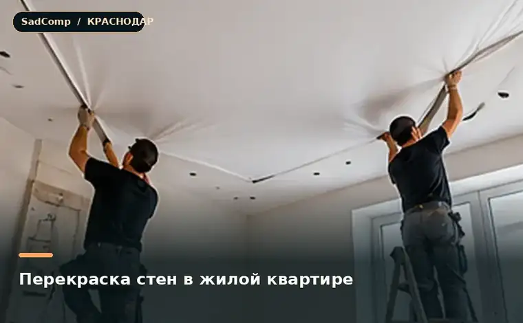 Тематическая визуализация ремонтной работы: Перекраска стен в жилой квартире в Краснодаре