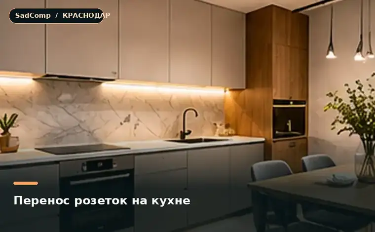 Тематическая визуализация ремонтной работы: Перенос розеток на кухне в Краснодаре