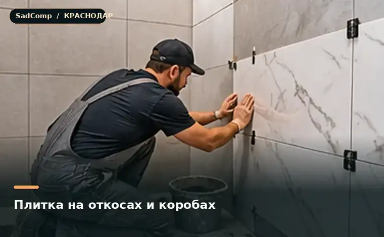 Тематическая визуализация ремонтной работы: Плитка на откосах и коробах в Краснодаре