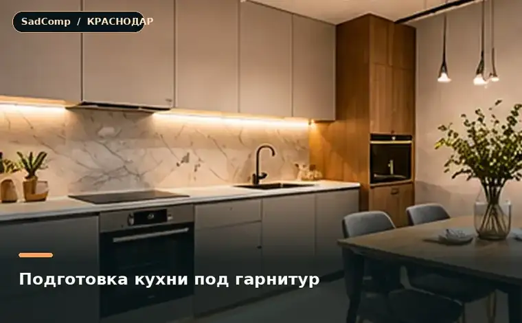 Тематическая визуализация ремонтной работы: Подготовка кухни под гарнитур в Краснодаре
