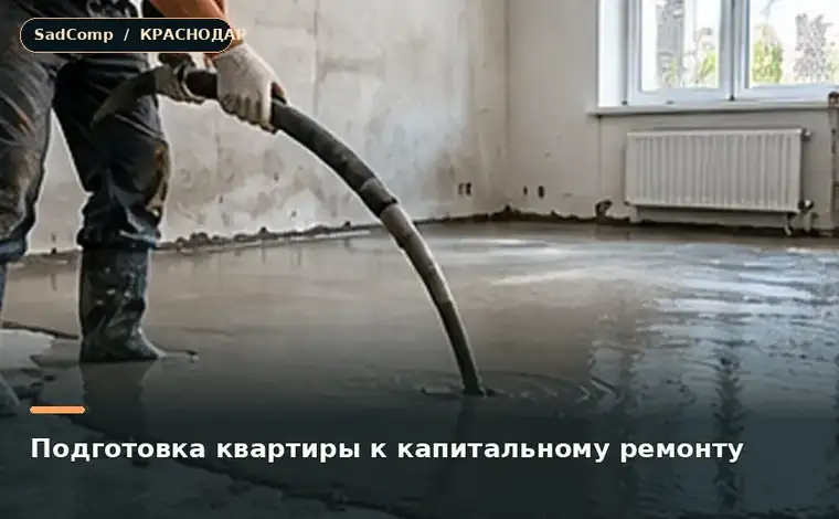 Тематическая визуализация ремонтной работы: Подготовка квартиры к капитальному ремонту в Краснодаре