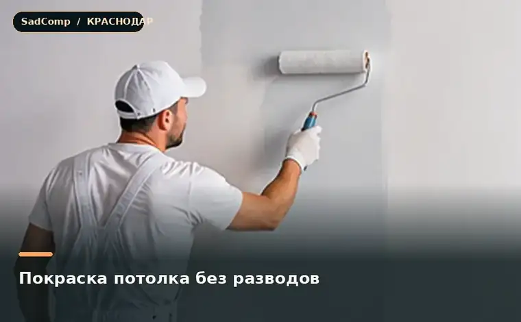 Тематическая визуализация ремонтной работы: Покраска потолка без разводов в Краснодаре