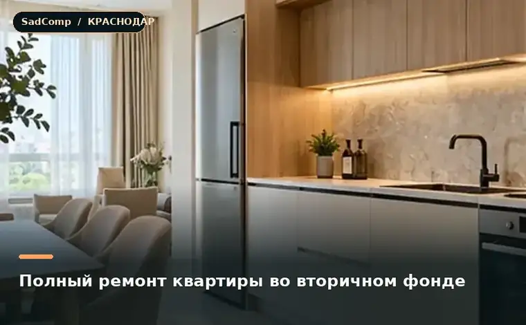 Тематическая визуализация ремонтной работы: Полный ремонт квартиры во вторичном фонде в Краснодаре
