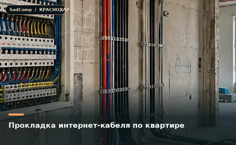 Тематическая визуализация ремонтной работы: Прокладка интернет-кабеля по квартире в Краснодаре