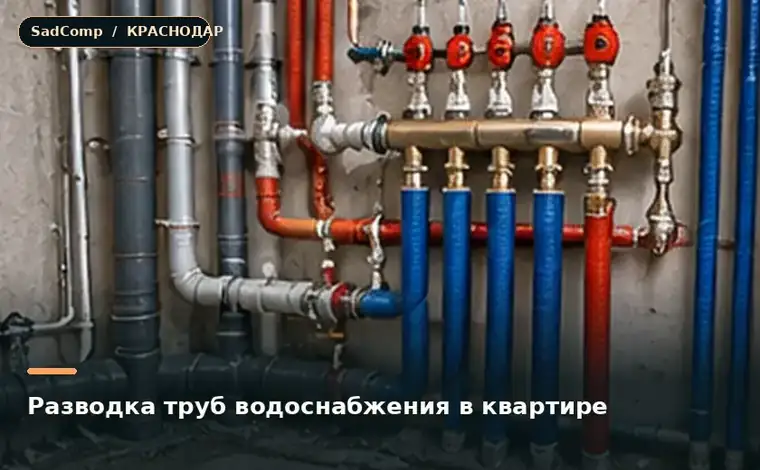 Тематическая визуализация ремонтной работы: Разводка труб водоснабжения в квартире в Краснодаре