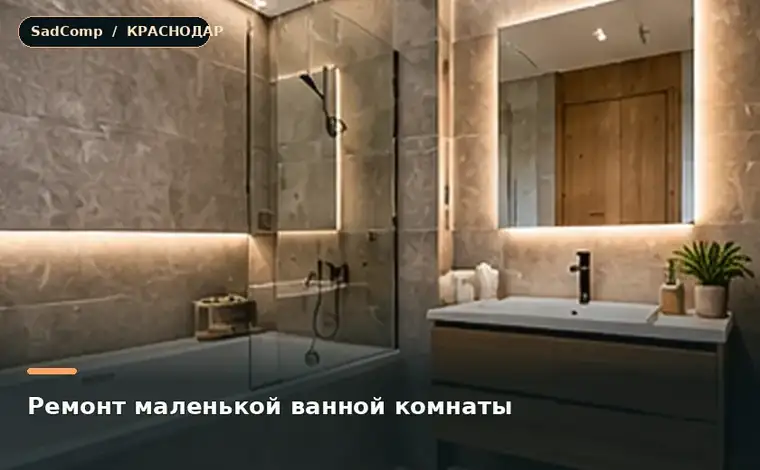 Тематическая визуализация ремонтной работы: Ремонт маленькой ванной комнаты в Краснодаре
