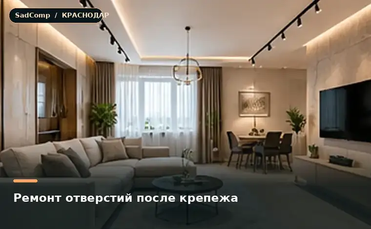 Тематическая визуализация ремонтной работы: Ремонт отверстий после крепежа в Краснодаре