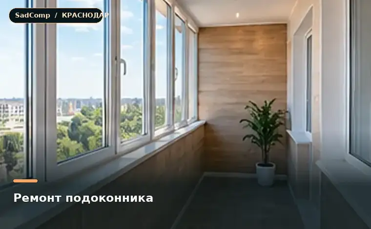 Тематическая визуализация ремонтной работы: Ремонт подоконника в Краснодаре