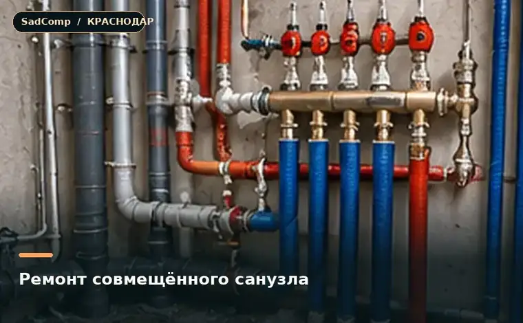Тематическая визуализация ремонтной работы: Ремонт совмещённого санузла в Краснодаре