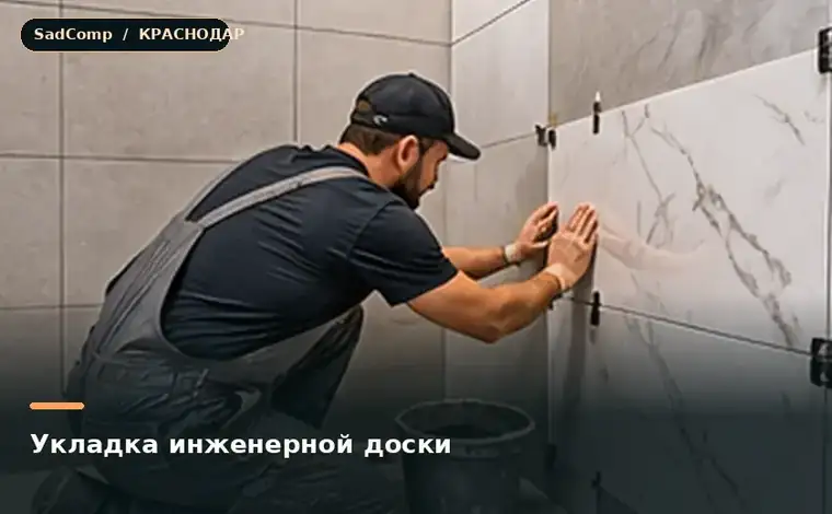 Тематическая визуализация ремонтной работы: Укладка инженерной доски в Краснодаре