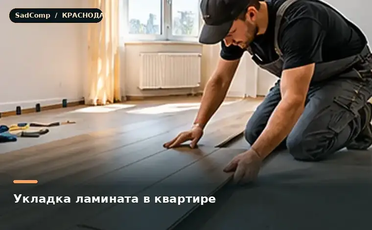 Тематическая визуализация ремонтной работы: Укладка ламината в квартире в Краснодаре