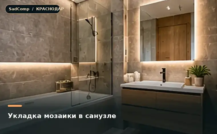 Тематическая визуализация ремонтной работы: Укладка мозаики в санузле в Краснодаре
