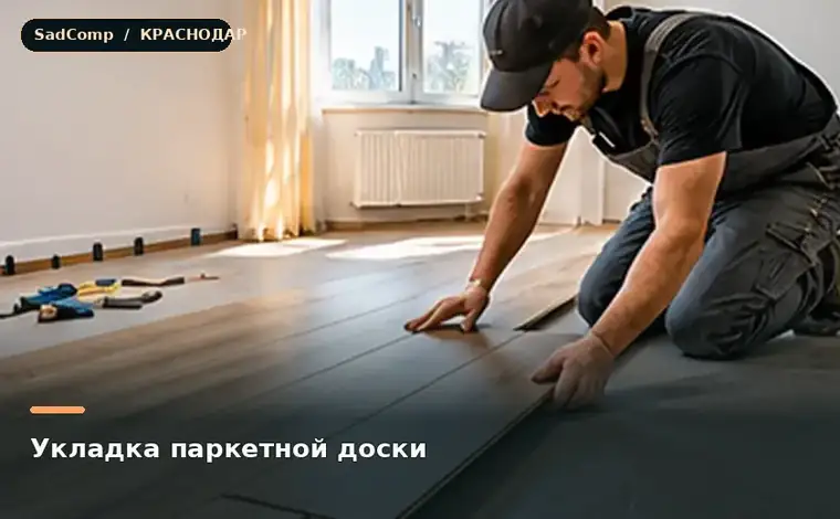 Тематическая визуализация ремонтной работы: Укладка паркетной доски в Краснодаре