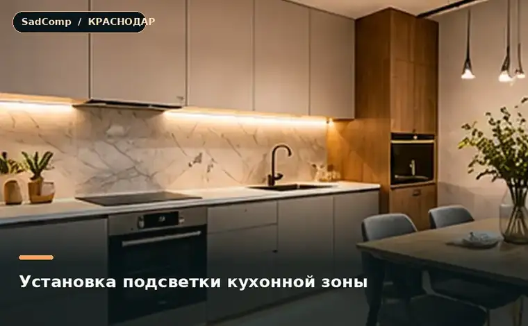 Тематическая визуализация ремонтной работы: Установка подсветки кухонной зоны в Краснодаре