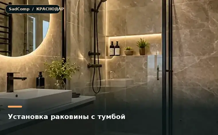 Тематическая визуализация ремонтной работы: Установка раковины с тумбой в Краснодаре