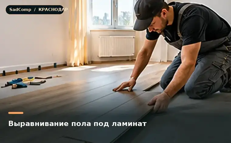 Тематическая визуализация ремонтной работы: Выравнивание пола под ламинат в Краснодаре