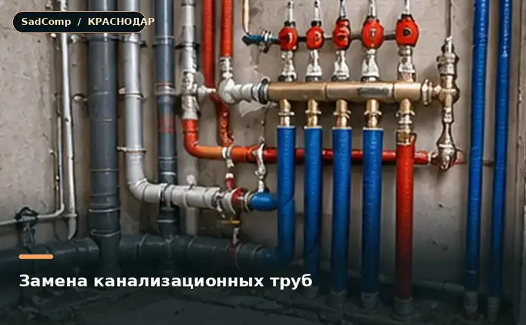Тематическая визуализация ремонтной работы: Замена канализационных труб в Краснодаре