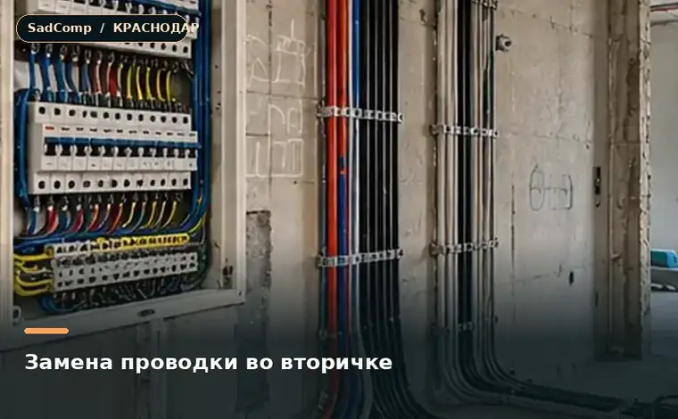 Тематическая визуализация ремонтной работы: Замена проводки во вторичке в Краснодаре